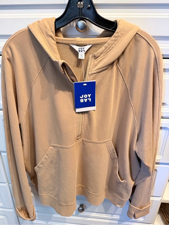 JoyLab Tops - JoyLab Tan Half-Zip Hooded Pullover NWT